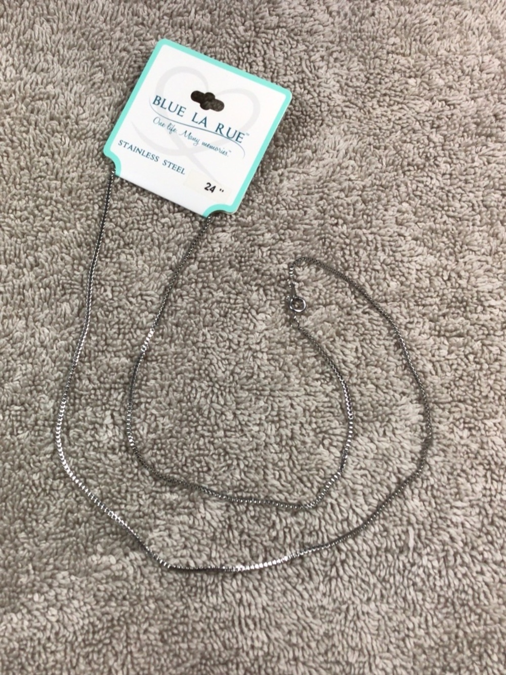 Blue La Rue Stainless Steel Box Chain Necklace - 24 in.